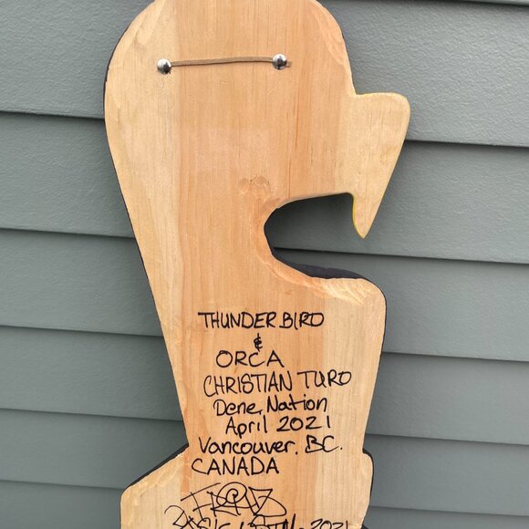 Hand Carved Northwest Coast Thunderbird Orca Wood Carving Painted Indigenous Chr - Picture 4 of 4